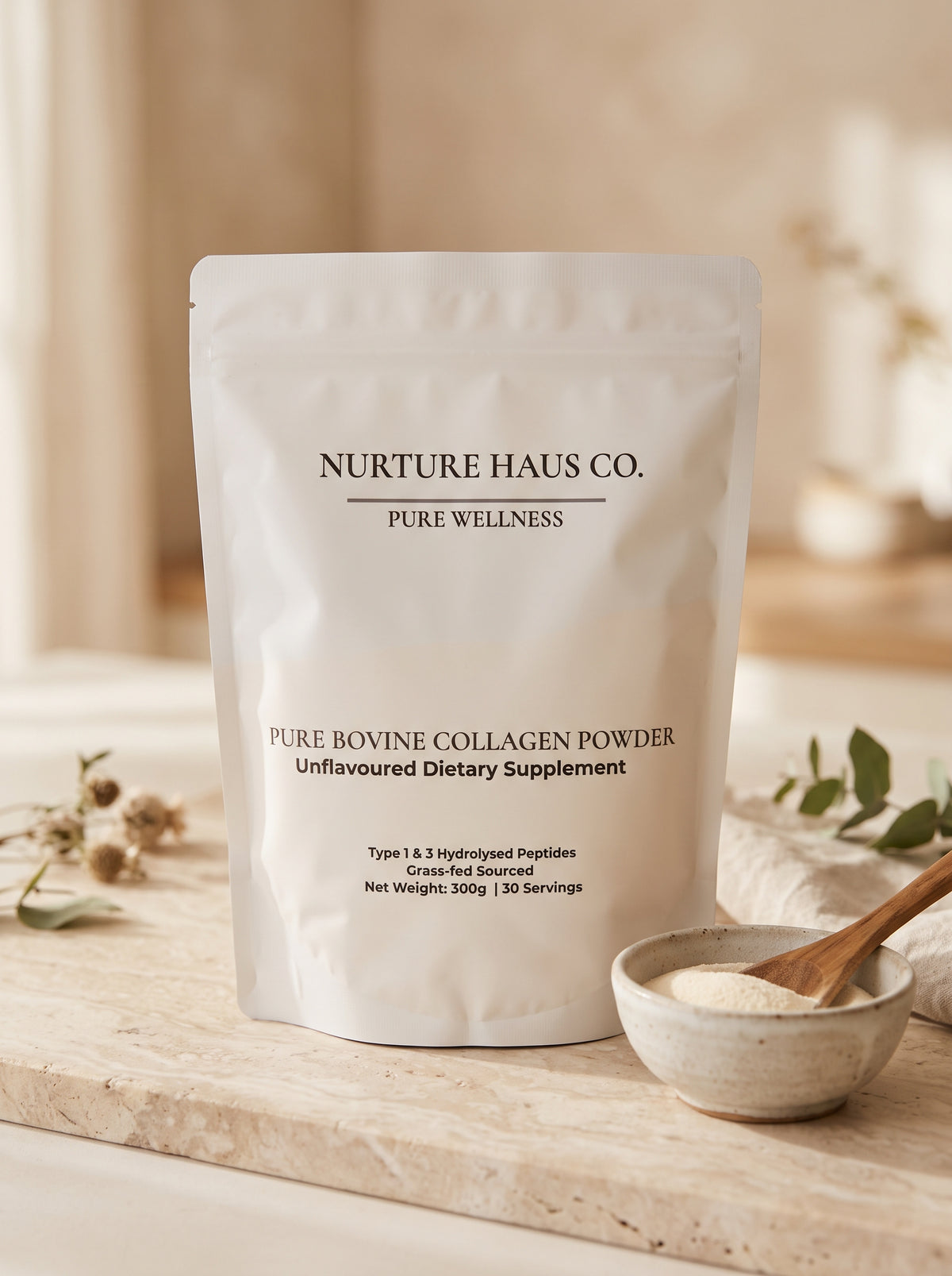 Nurture Haus Pure Hydrolysed Bovine Collagen Peptides (300g)